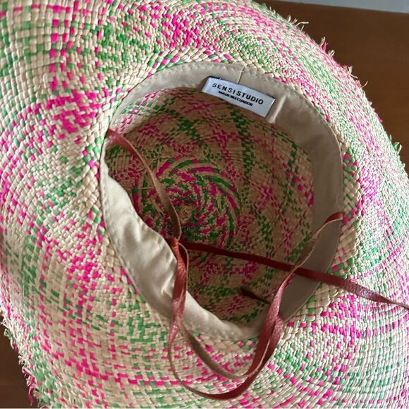Sensi Studio Women\'s Pareado Frayed Extra Long Brim Panama Hat In Pine Pink main image 8